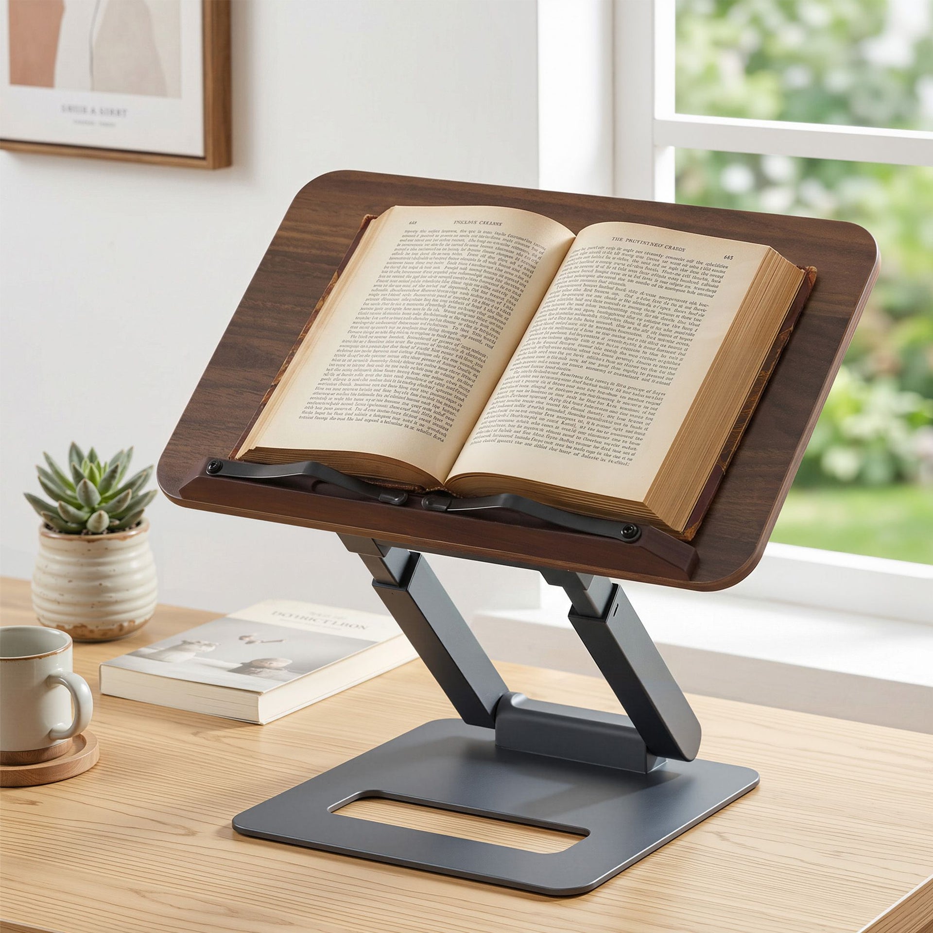 Artiss Book Stand Telescopic Book Holder with Page Clip Ergonomic Desktop Stands OAK Awezingly