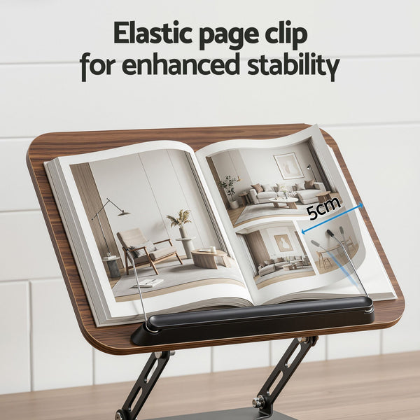 Artiss Book Stand Adjustable Book Holder Foldable Reading Rest Rack with 360 Degree Rotating Base and Page Clip Awezingly