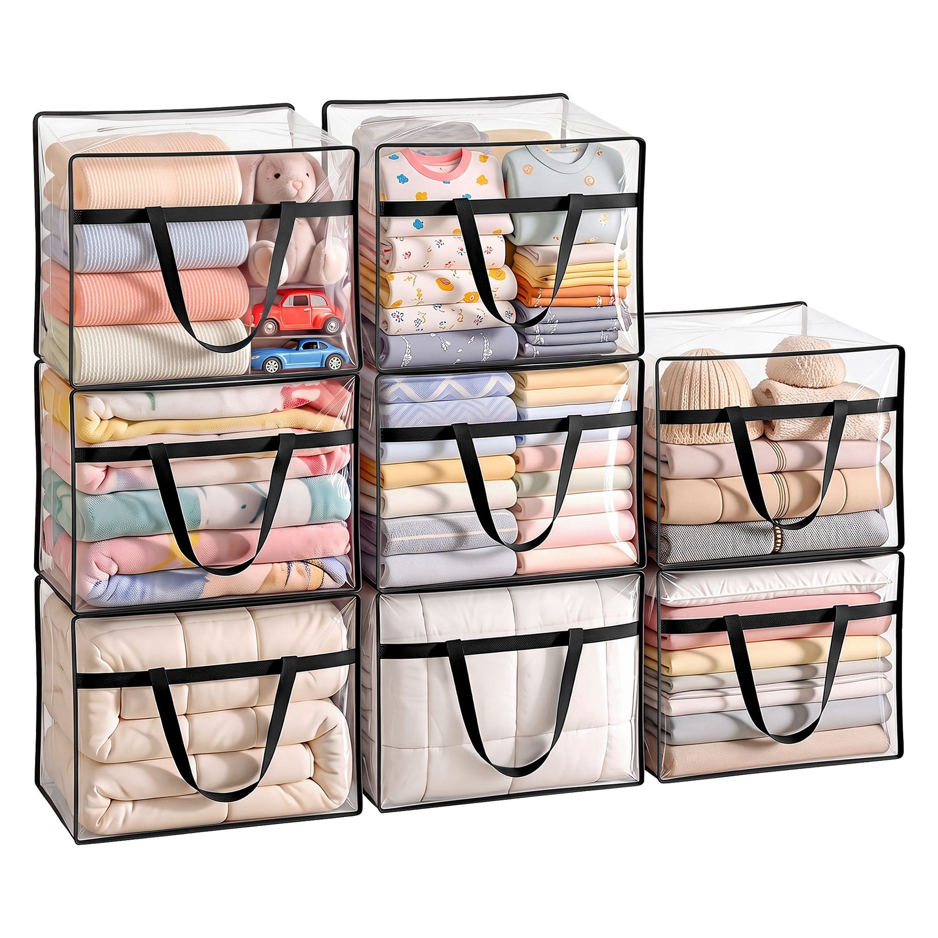 Artiss Blanket Storage Bags 8Pcs 40L PVC Box Clothes Doona Moving Organiser Awezingly