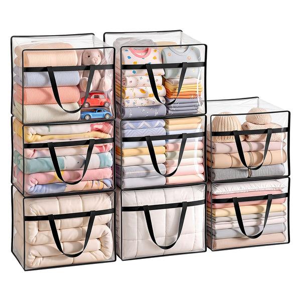 Artiss Blanket Storage Bags 8Pcs 40L PVC Box Clothes Doona Moving Organiser Awezingly