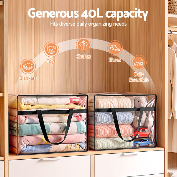 Artiss Blanket Storage Bags 8Pcs 40L PVC Box Clothes Doona Moving Organiser Awezingly
