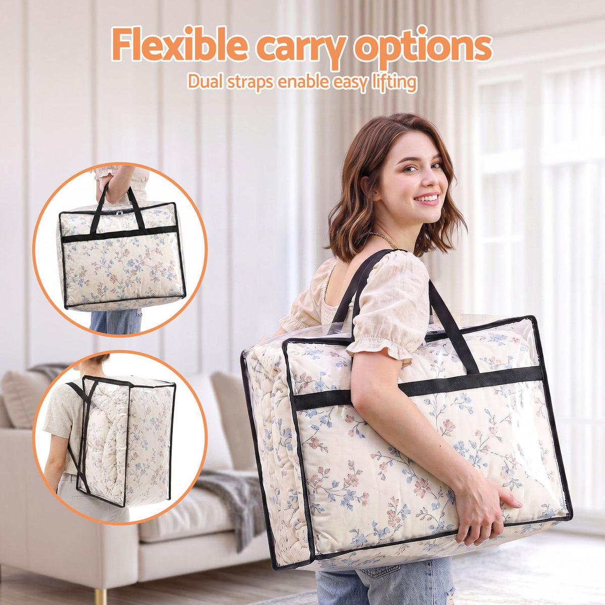 Artiss Blanket Storage Bags 8Pcs 40L PVC Box Clothes Doona Moving Organiser Awezingly