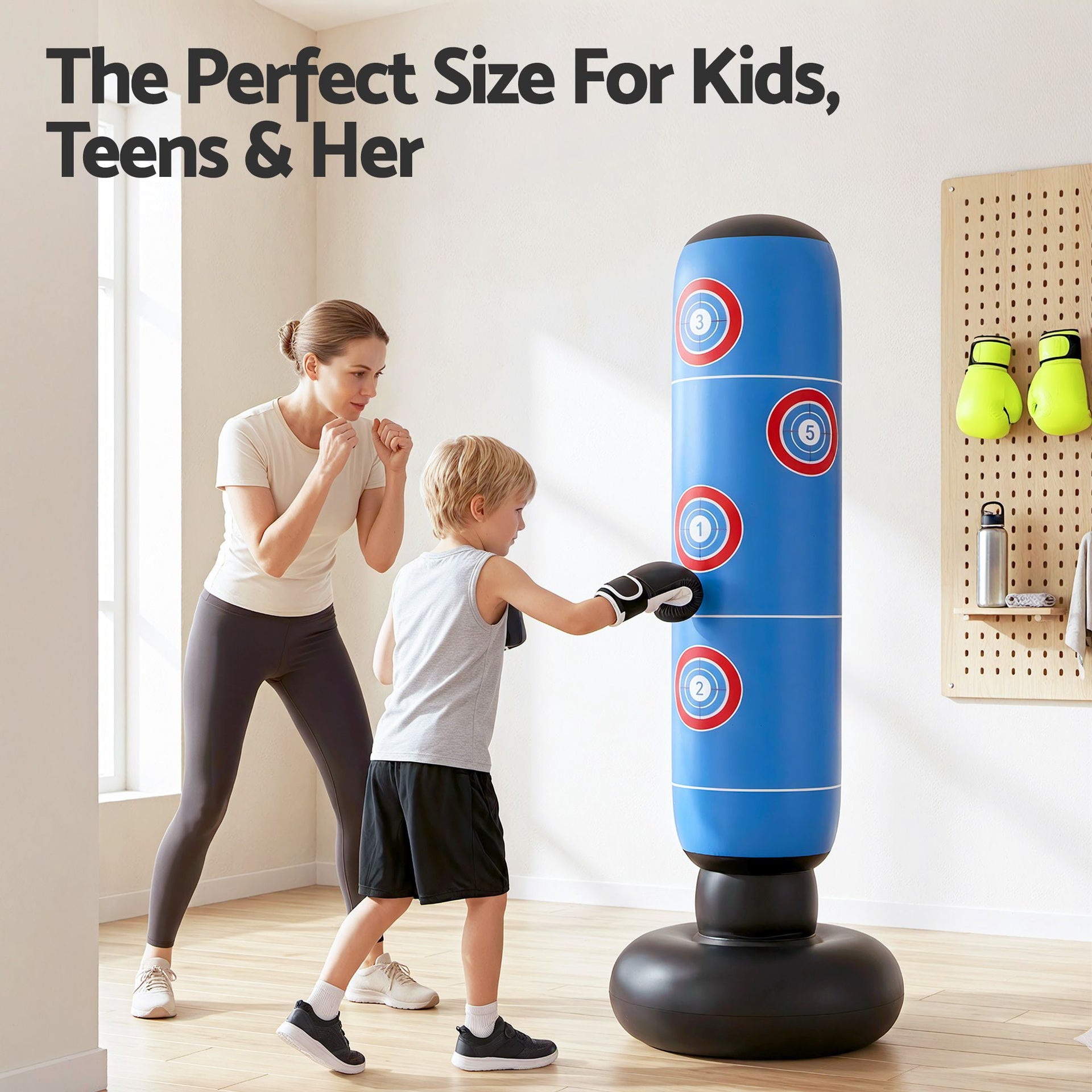 Everfit Freestanding Punching Bag Boxing Stand Inflatable Fitness 164cm Blue Everfit