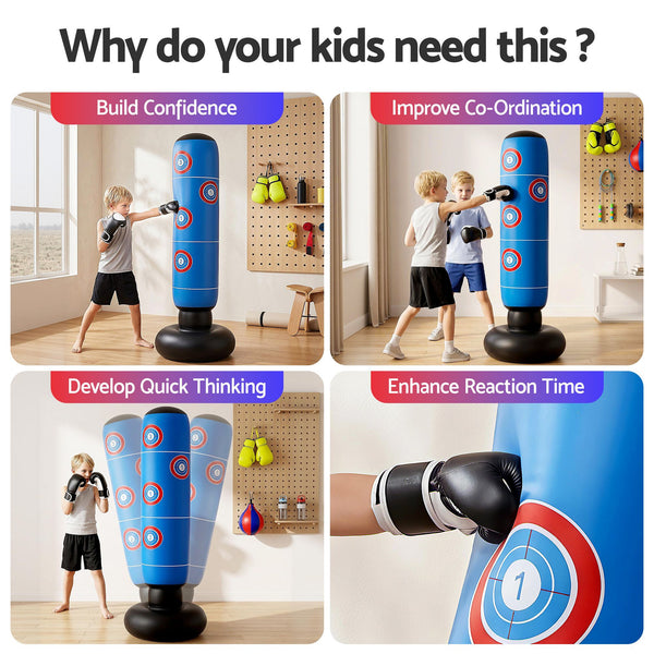 Everfit Freestanding Punching Bag Boxing Stand Inflatable Fitness 164cm Blue Everfit