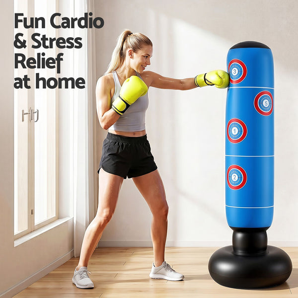 Everfit Freestanding Punching Bag Boxing Stand Inflatable Fitness 164cm Blue Everfit