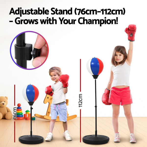 Everfit Kids Punching Bag Stand Set Adjustable 76-112cm with Gloves & Pump Awezingly