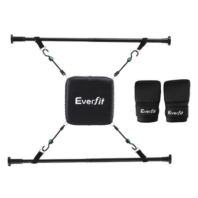 Everfit Doorway Punching Bag Adjustable Apartment Friendly with Boxing Gloves Black