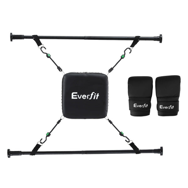 Everfit Doorway Punching Bag Adjustable Apartment Friendly with Boxing Gloves Black Awezingly