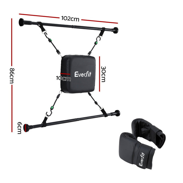 Everfit Doorway Punching Bag Adjustable Apartment Friendly with Boxing Gloves Black Awezingly