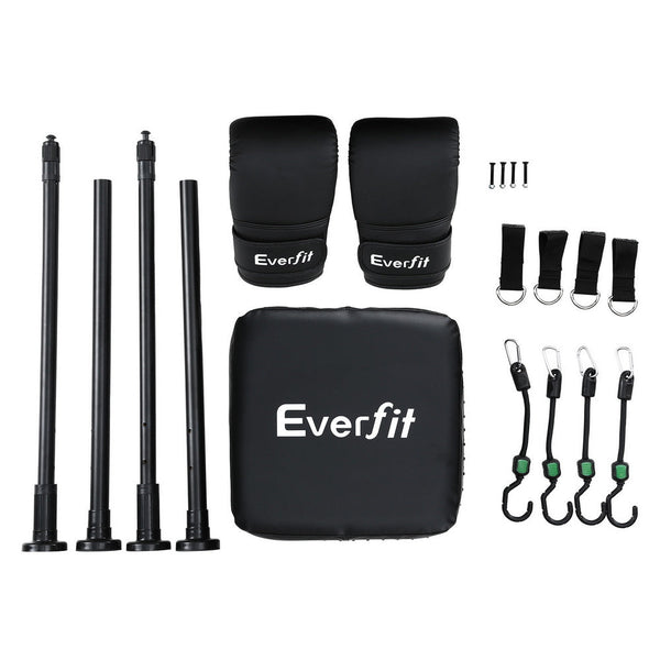 Everfit Doorway Punching Bag Adjustable Apartment Friendly with Boxing Gloves Black Awezingly
