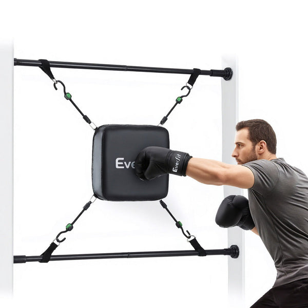 Everfit Doorway Punching Bag Adjustable Apartment Friendly with Boxing Gloves Black Awezingly
