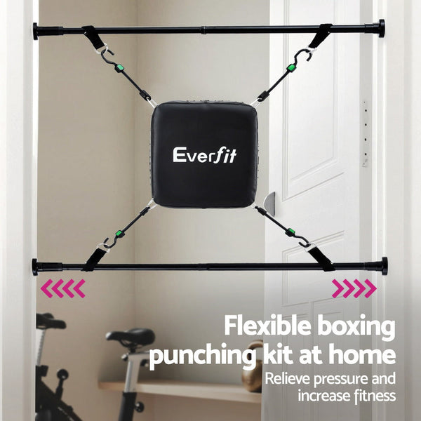 Everfit Doorway Punching Bag Adjustable Apartment Friendly with Boxing Gloves Black Awezingly