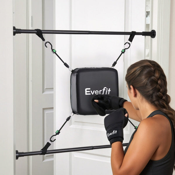 Everfit Doorway Punching Bag Adjustable Apartment Friendly with Boxing Gloves Black Awezingly