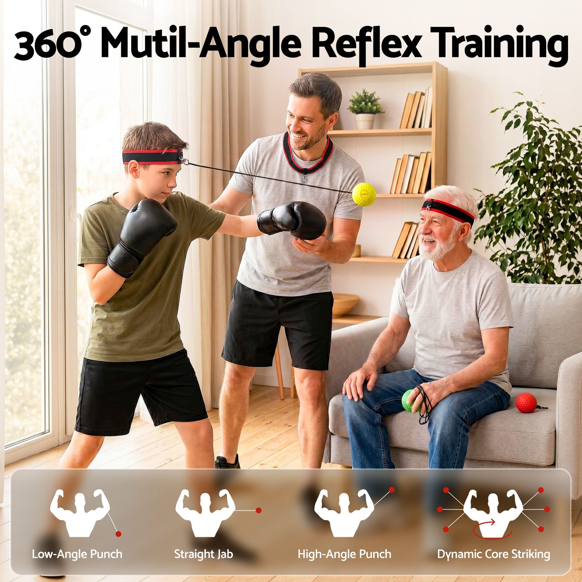 Everfit Boxing Reflex Ball Headband Hand Eye Coordination Stress Relief Multi Everfit