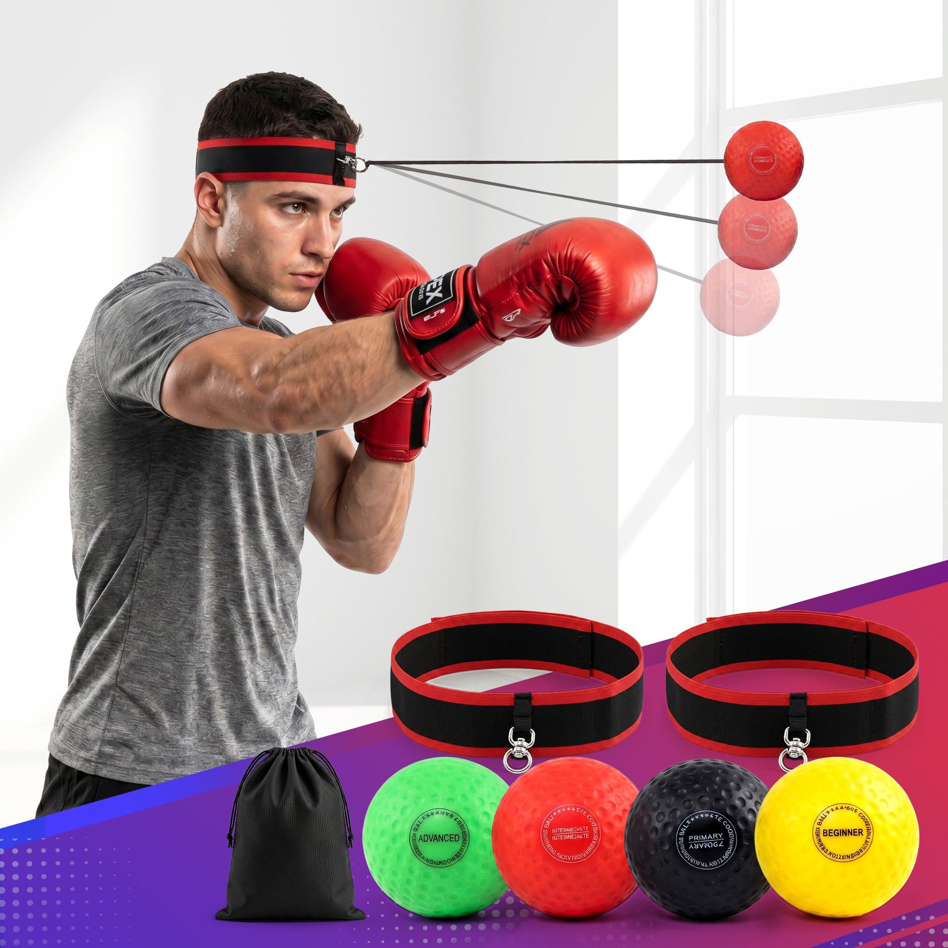 Everfit Boxing Reflex Ball Headband Hand Eye Coordination Stress Relief Multi Everfit
