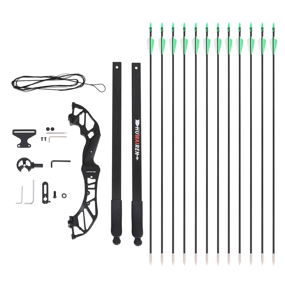 Everfit 55lbs Bow Arrow Set Recurve Takedown Archery Hunting for Beginner Green Everfit