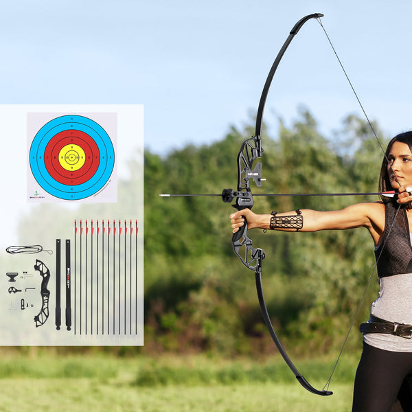Everfit 55lbs Bow Arrow Set Recurve Takedown Archery Hunting for Beginner Red Everfit