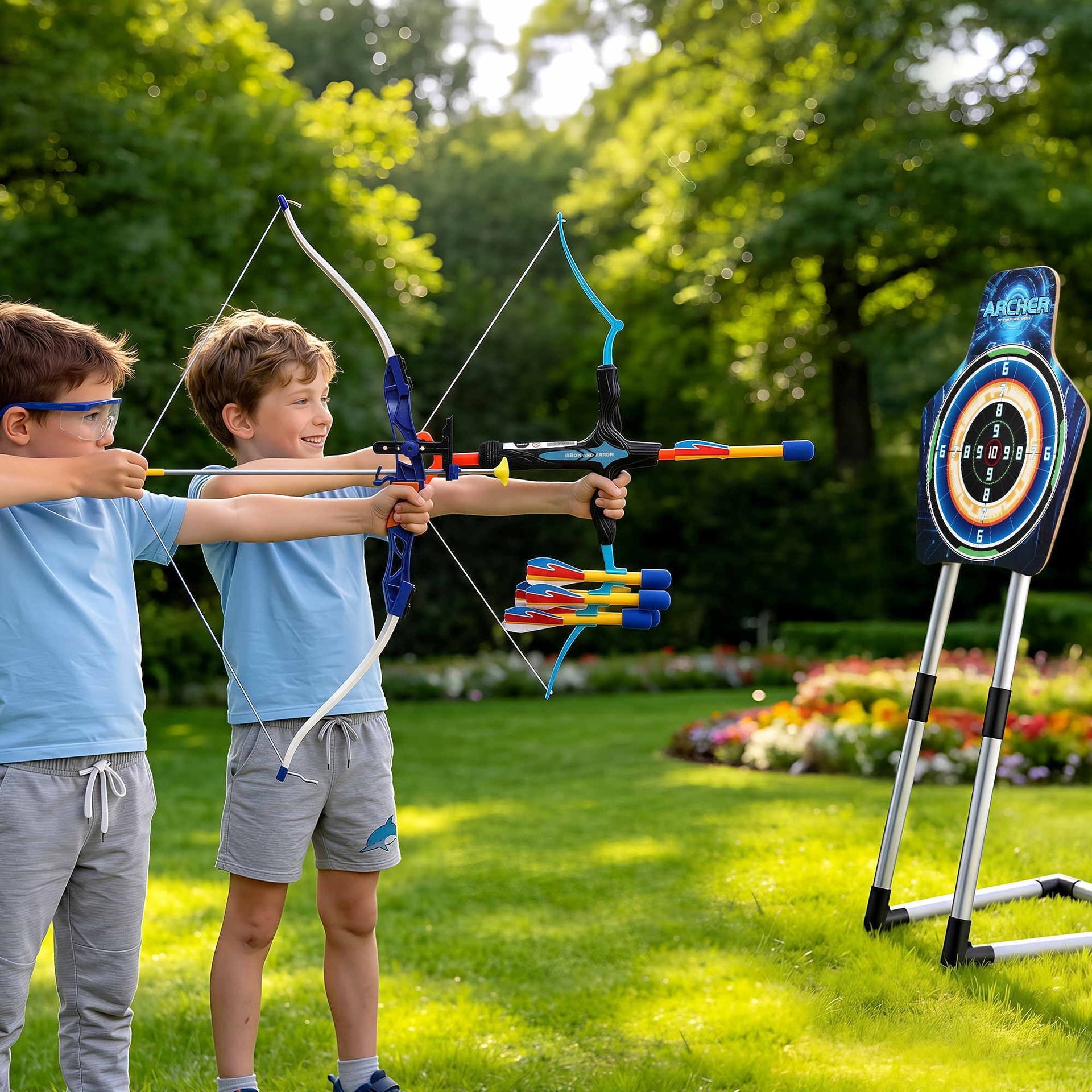 Keezi Kids Bow and Arrow Set Toy Archery Standing Target Suction Cup Arrows Awezingly