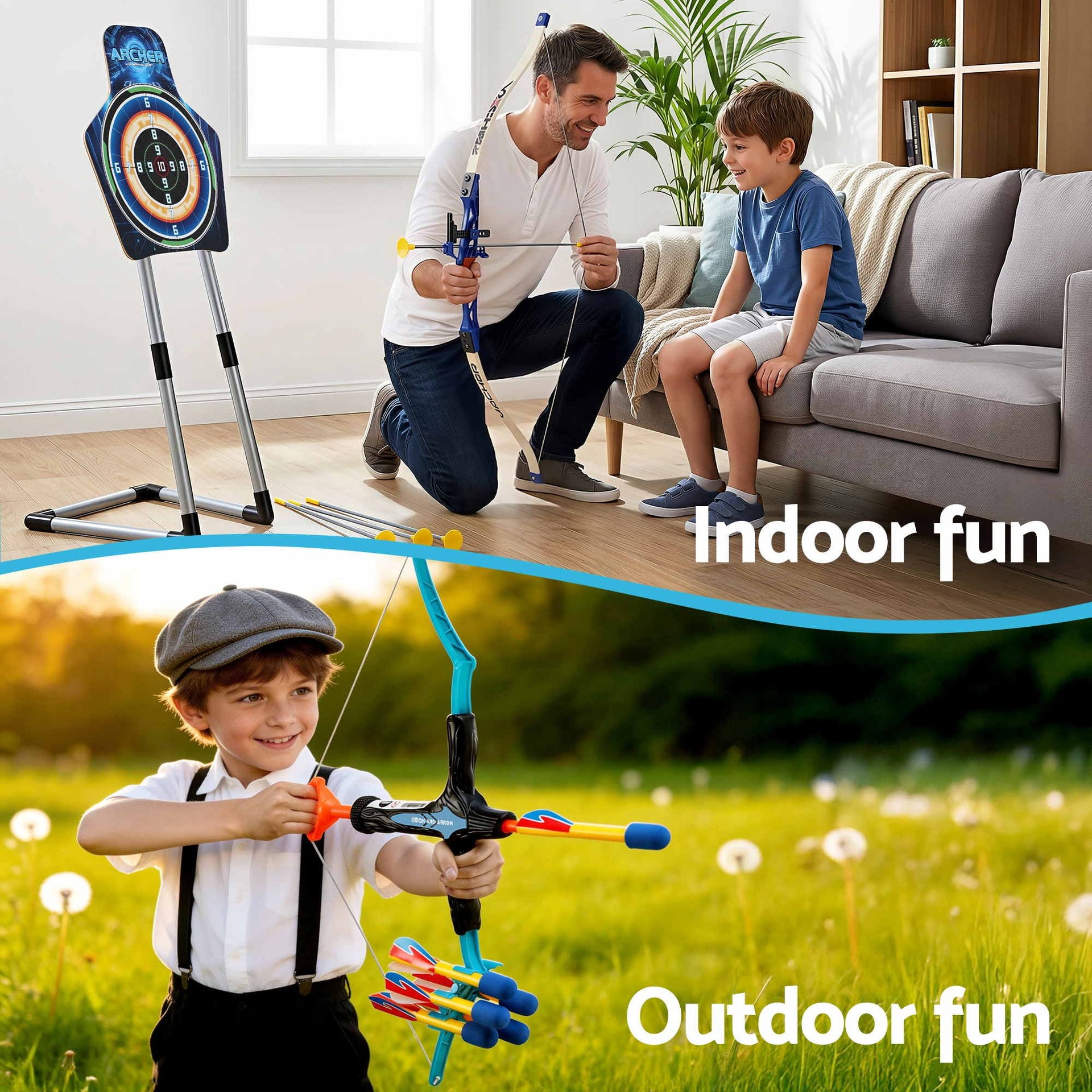 Keezi Kids Bow and Arrow Set Toy Archery Standing Target Suction Cup Arrows Awezingly