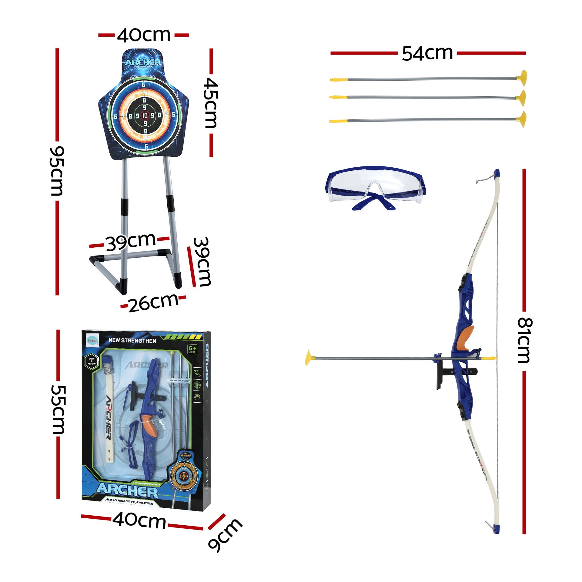 Keezi Kids Bow and Arrow Set Toy Archery Standing Target Suction Cup Arrows Goggles Awezingly