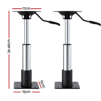 Seamanship Boat Seat Pedestal 34–46cm Adjustable Gas Lift 360 Degrees Swivel 2 Pack