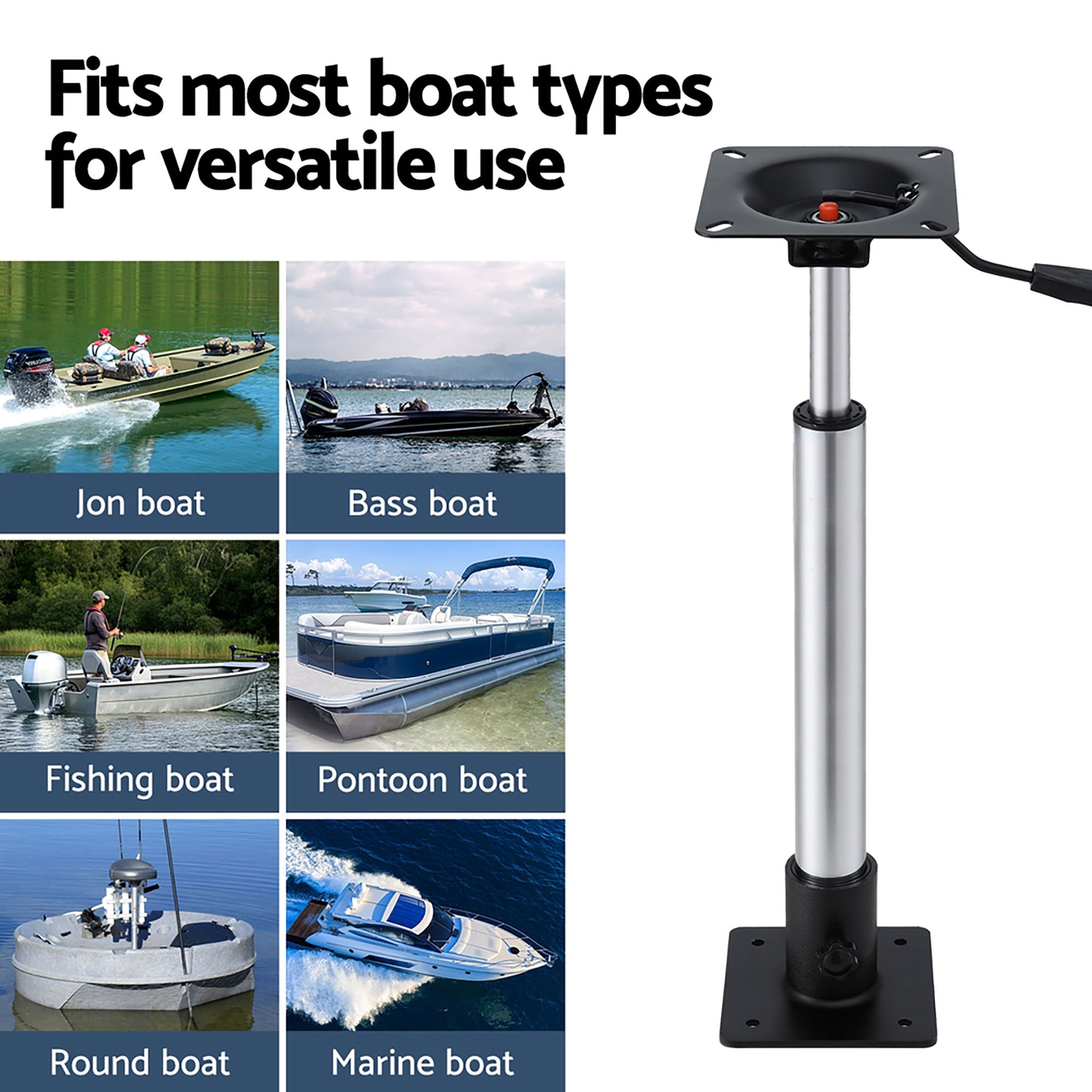 Seamanship Boat Seat Pedestal 55–75cm Adjustable Gas Lift 360 Degrees Swivel 2 Pack Awezingly