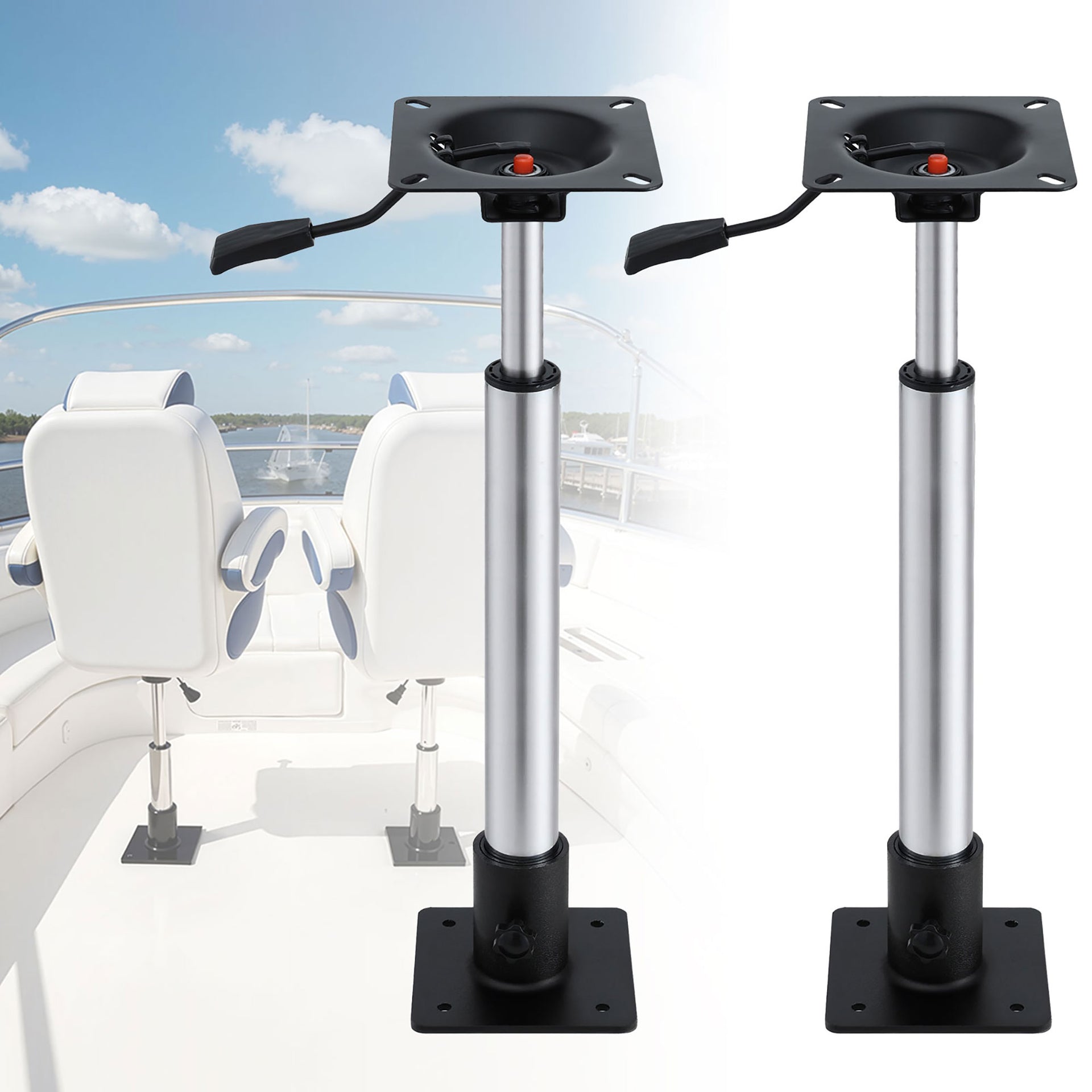 Seamanship Boat Seat Pedestal 55–75cm Adjustable Gas Lift 360 Degrees Swivel 2 Pack Awezingly
