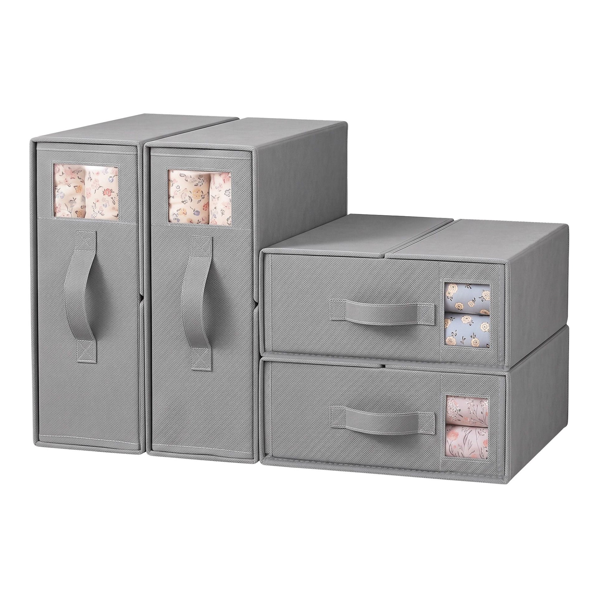 Artiss Bed Sheet Organisers Box Set 4Pcs Storage King Size Bedding Foldable Grey Awezingly