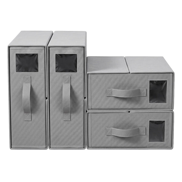 Artiss Bed Sheet Organisers Box Set 4Pcs Storage King Size Bedding Foldable Grey Awezingly