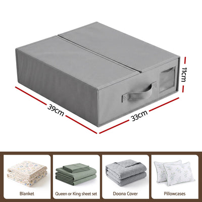 Artiss Bed Sheet Organisers Box Set 8Pcs Storage King Size Bedding Foldable Grey