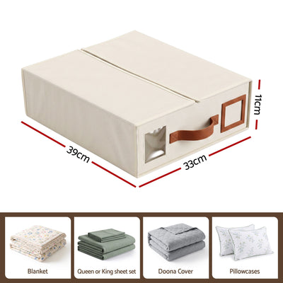 Artiss Bed Sheet Organisers Box 4Pcs Storage King Size Bedding Foldable Beige