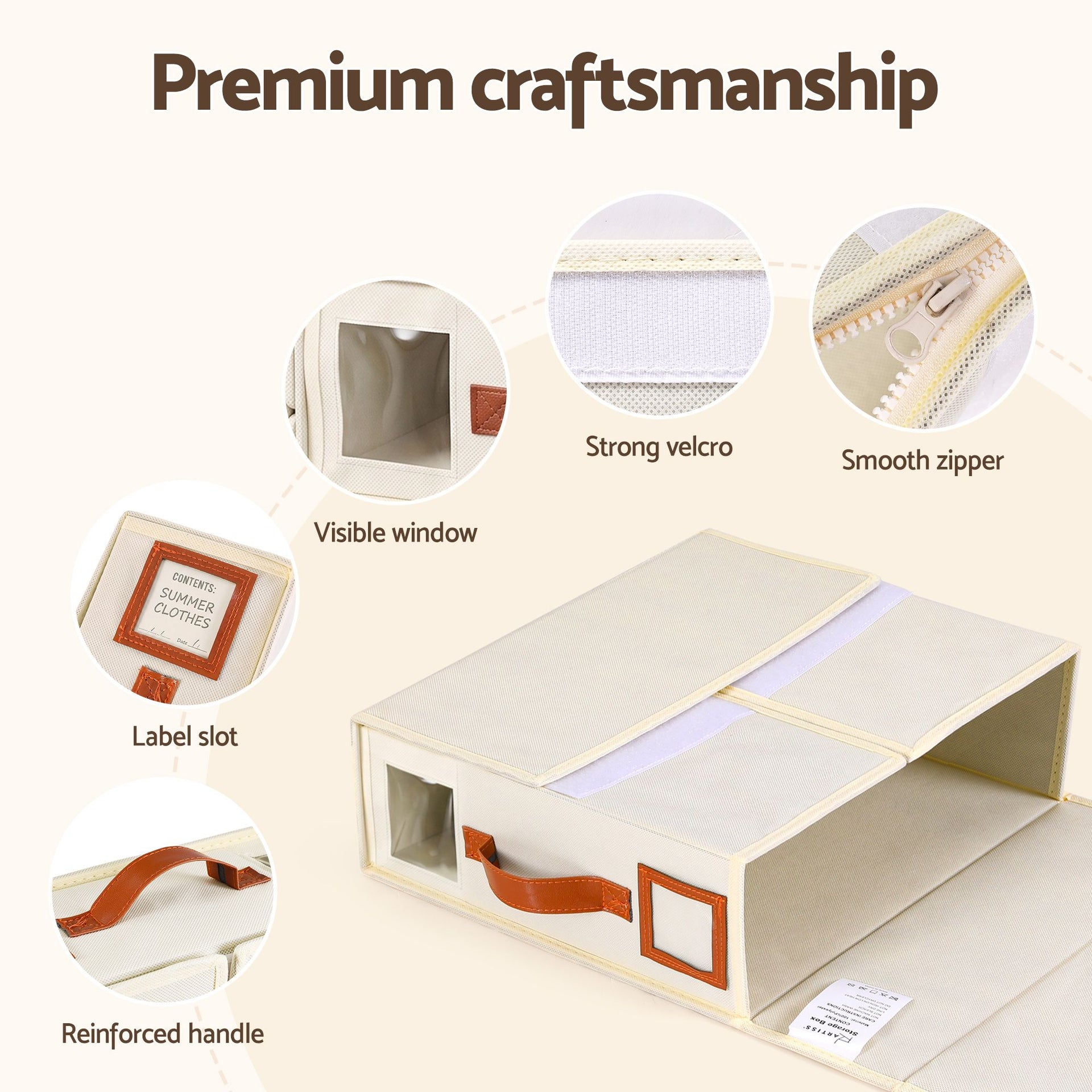 Artiss Bed Sheet Organisers Box 4Pcs Storage King Size Bedding Foldable Beige Awezingly