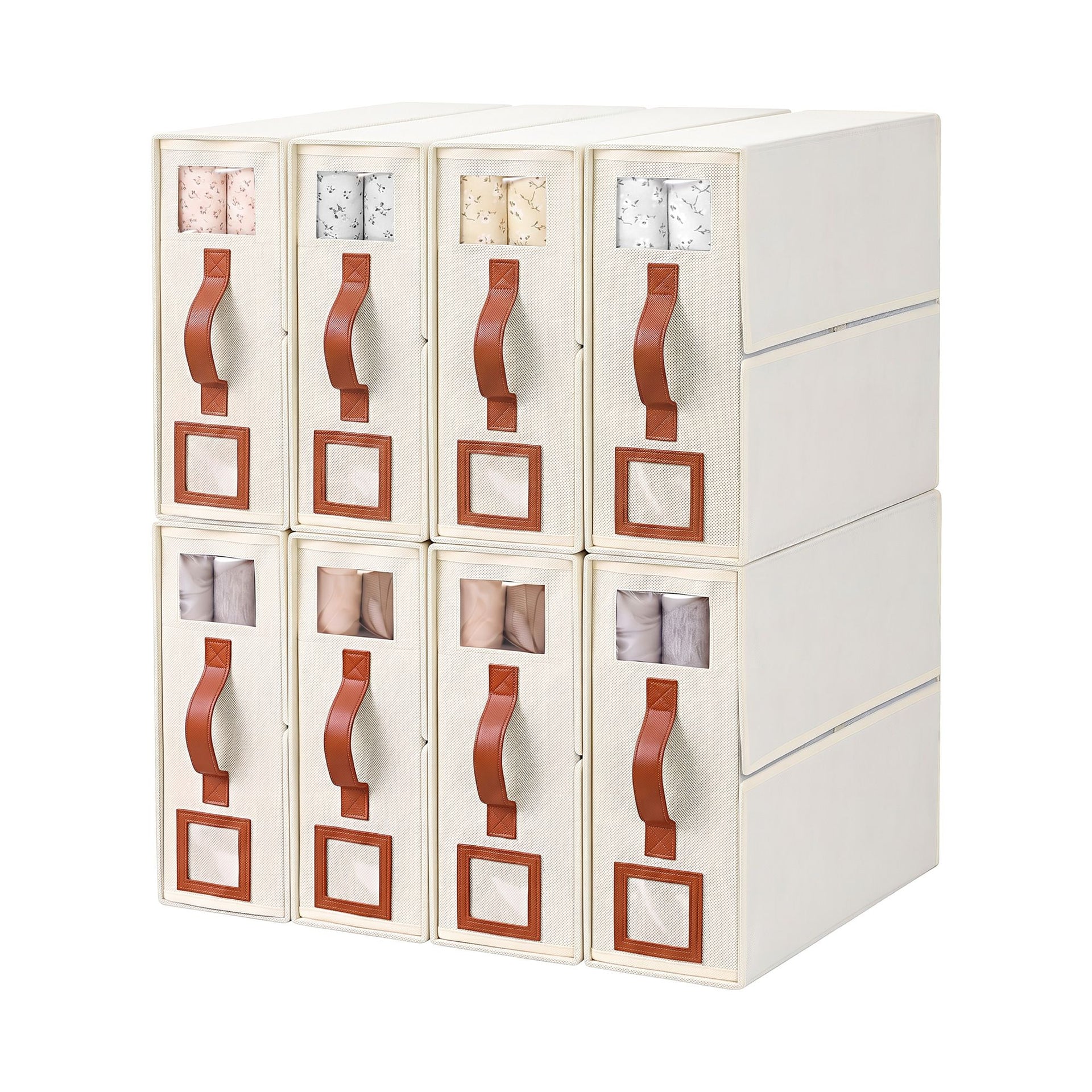 Artiss Bed Sheet Organisers Box 8Pcs Storage King Size Bedding Foldable Beige Awezingly