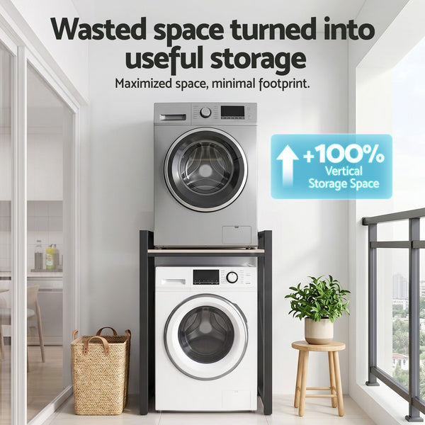 Artiss Over Washing Machine Rack Laundry Shelf Space Saver 75cm Black Artiss
