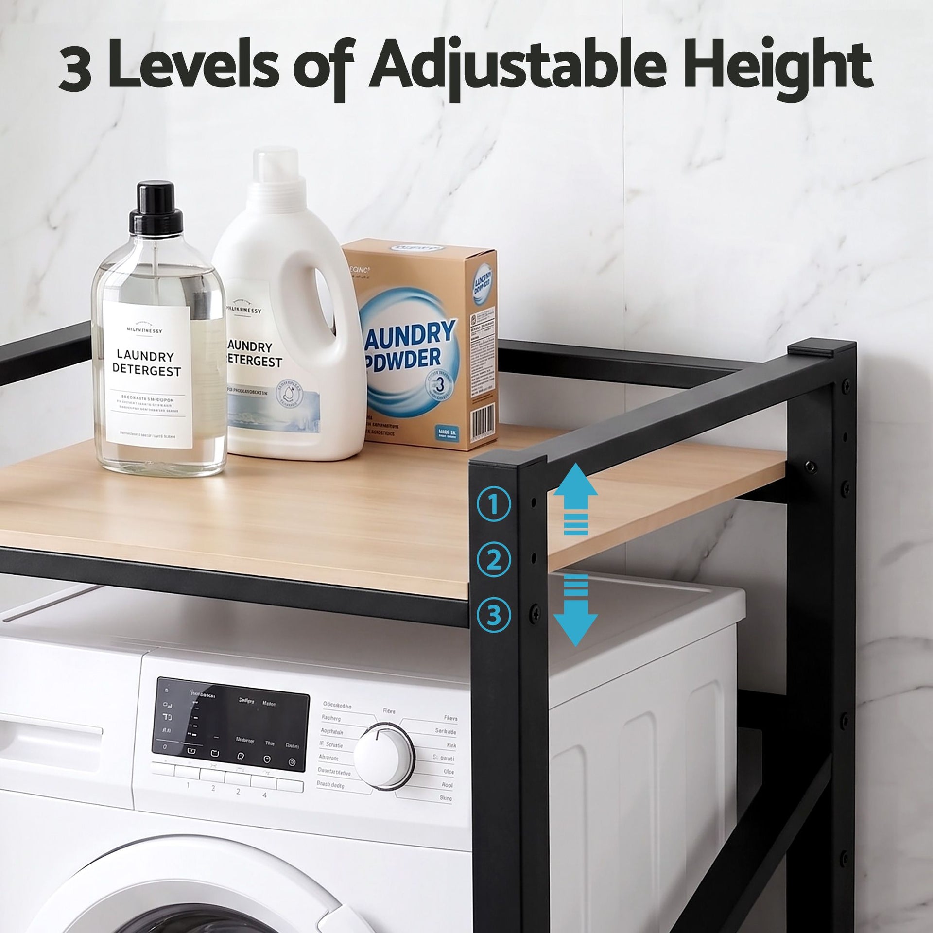 Artiss Over Washing Machine Rack Laundry Shelf Space Saver 75cm Black Artiss
