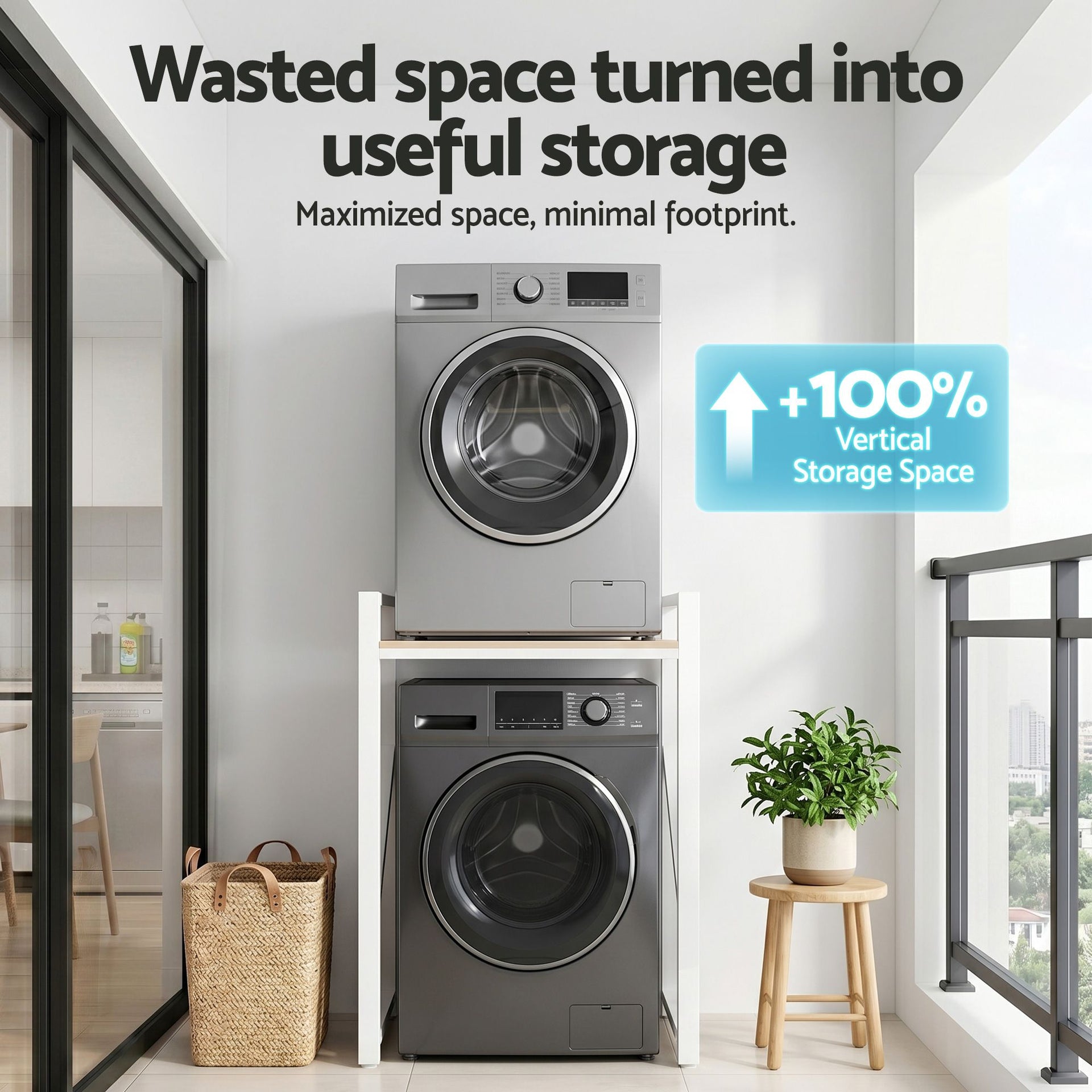 Artiss Over Washing Machine Rack Laundry Shelf Space Saver 75cm White Artiss