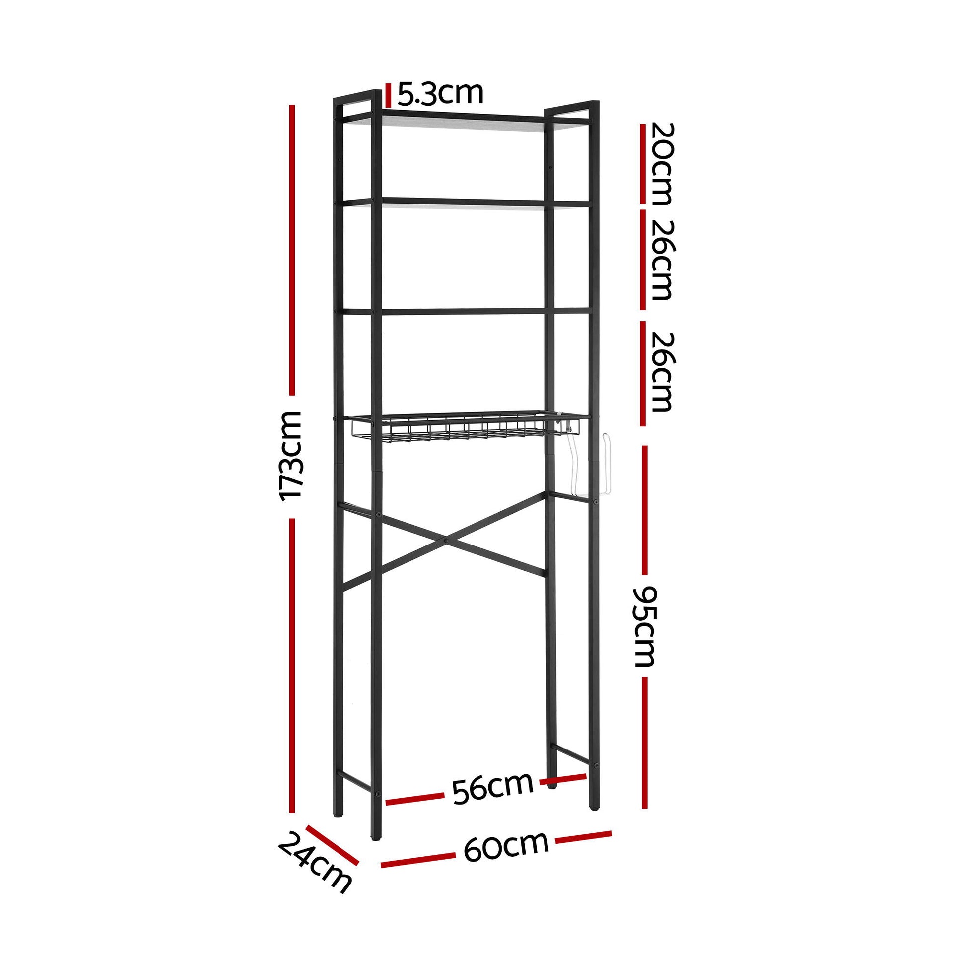 Artiss Over Toilet Bathroom Storage Rack Space Saving 4 Tier Organiser White