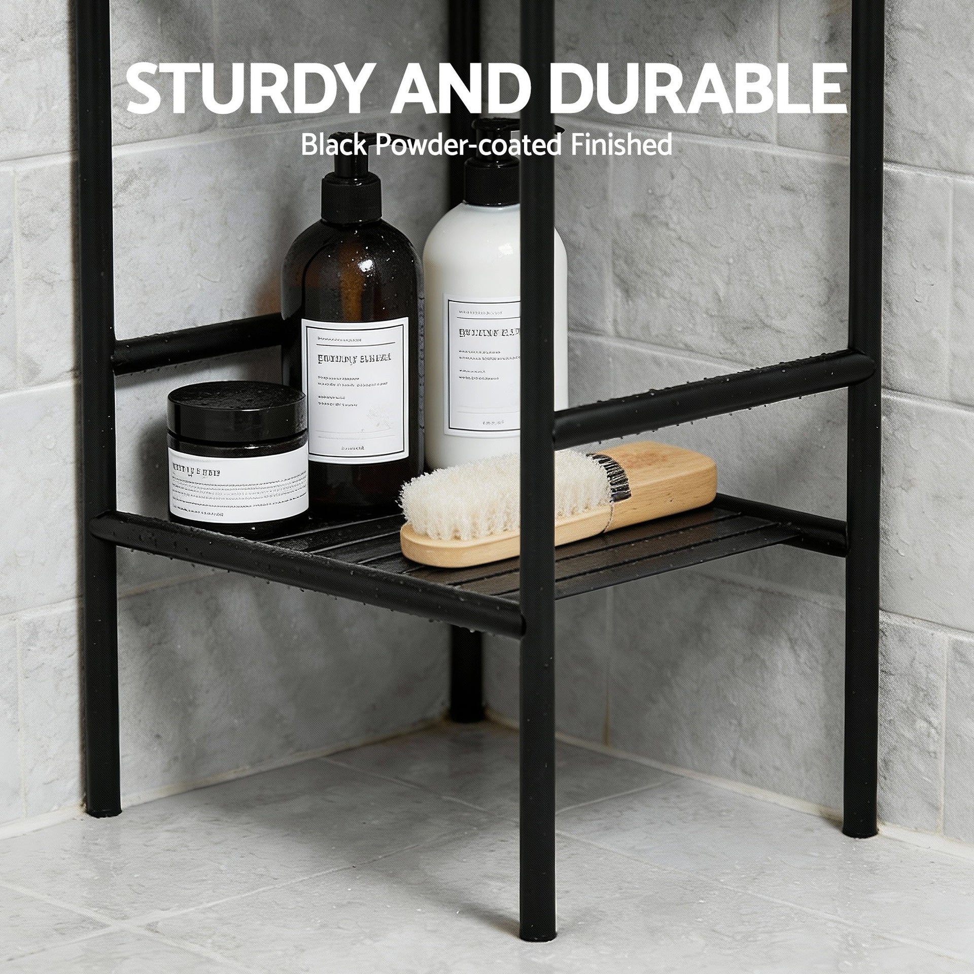 Artiss 5 Tier Floor Standing Corner Shower Caddy Bathroom Organizer Black