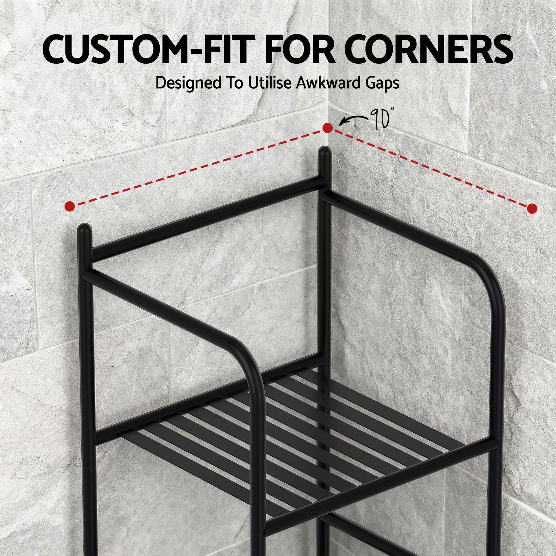 Artiss 2X Floor Standing Corner Shower Caddy 5 Tier Bathroom Organizer Black Awezingly