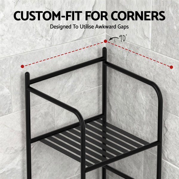 Artiss 2X Floor Standing Corner Shower Caddy 5 Tier Bathroom Organizer Black Awezingly