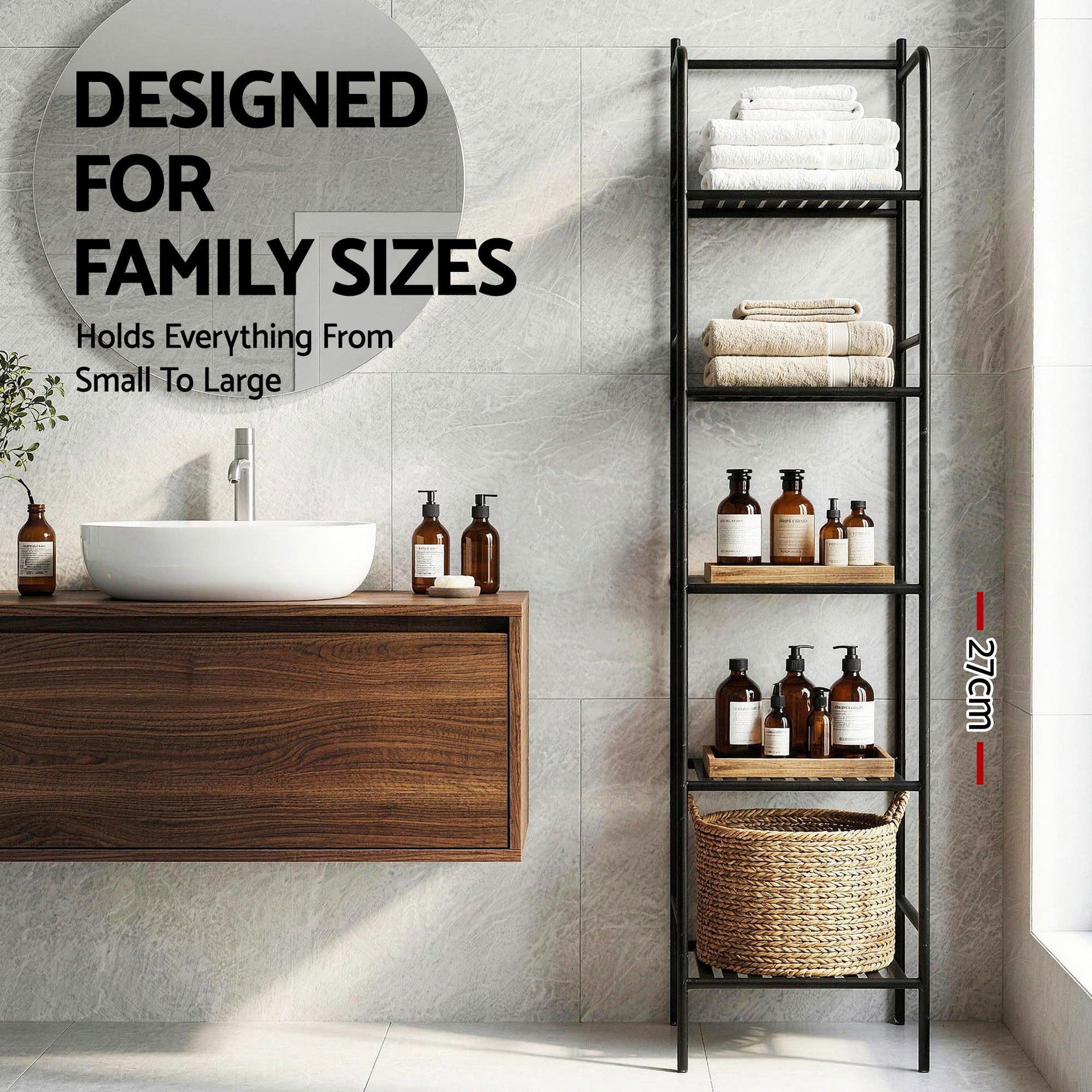 Artiss 2X Floor Standing Corner Shower Caddy 5 Tier Bathroom Organizer Black Awezingly