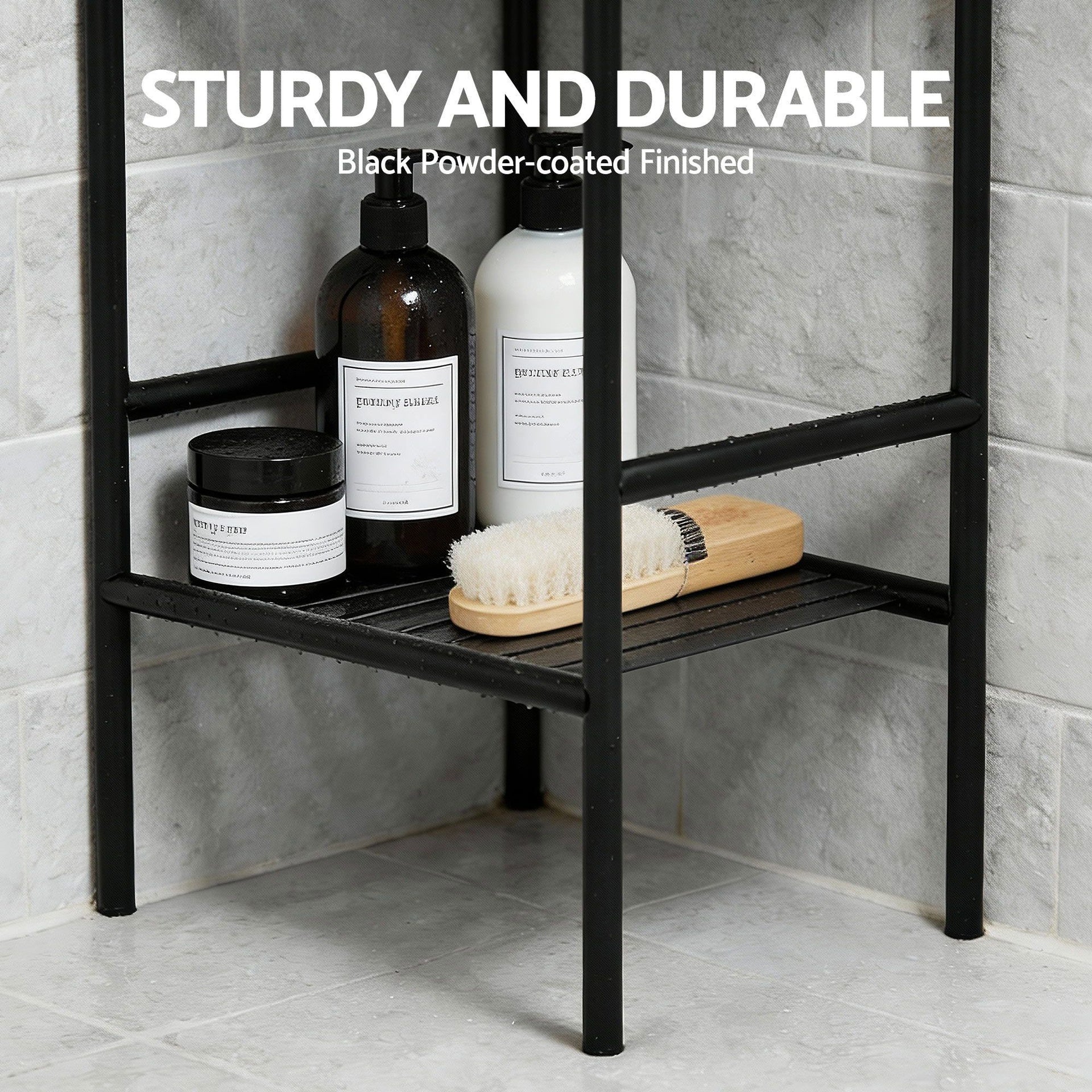 Artiss 2X Floor Standing Corner Shower Caddy 5 Tier Bathroom Organizer Black Awezingly