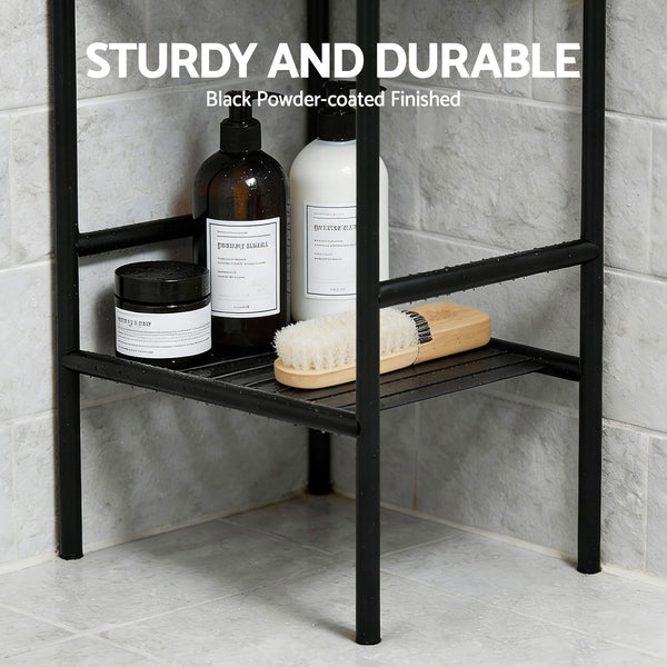 Artiss 2X Floor Standing Corner Shower Caddy 5 Tier Bathroom Organizer Black Awezingly