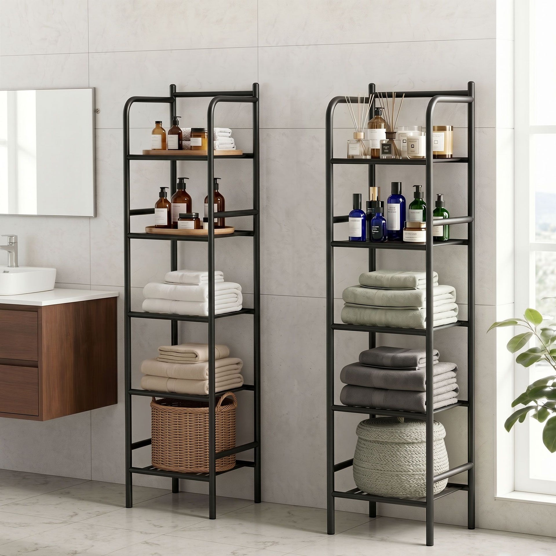 Artiss 2X Floor Standing Corner Shower Caddy 5 Tier Bathroom Organizer Black Awezingly