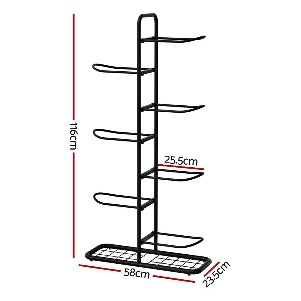 Everfit Ball Storage Rack Sports Equipment Organizer 7-Tier Holder for Garage Gym Black Awezingly