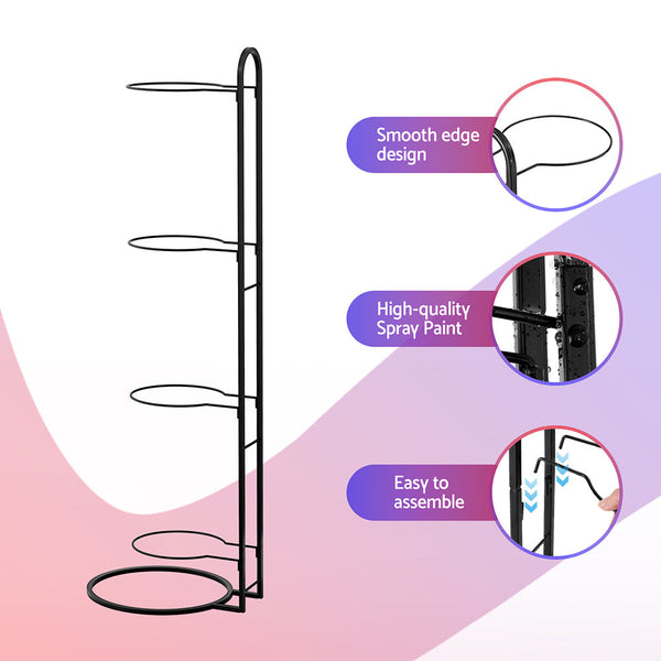 Everfit Ball Storage Rack Sports Equipment Organizer 4-Tier Holder for Garage Gym Black Awezingly