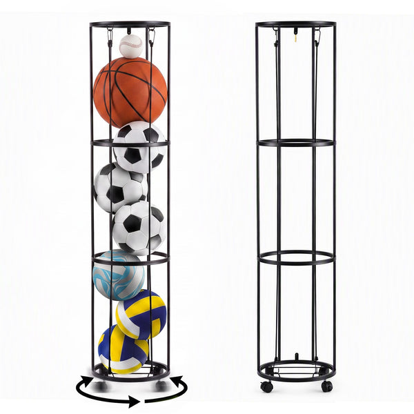 Everfit Vertical Ball Storage Rack with Wheels Sports Equipment Organiser Awezingly