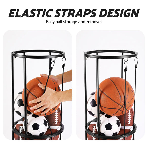 Everfit Vertical Ball Storage Rack with Wheels Sports Equipment Organiser Awezingly