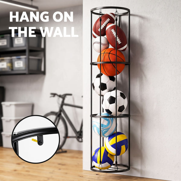 Everfit Vertical Ball Storage Rack with Wheels Sports Equipment Organiser Awezingly