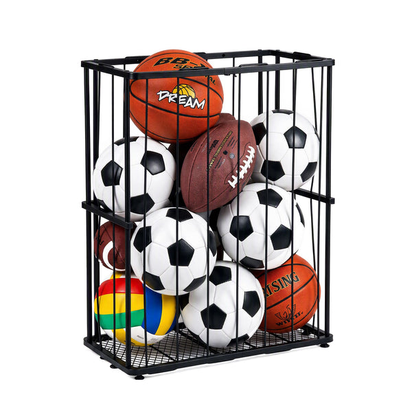Everfit Ball Storage Rack Elastic Rope Ball Rack Wall Mounted & Floor Organizer Awezingly